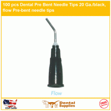 100 pcs Dental Pre Bent Needle Tips 20 Ga./black, flow Pre-bent needle tips